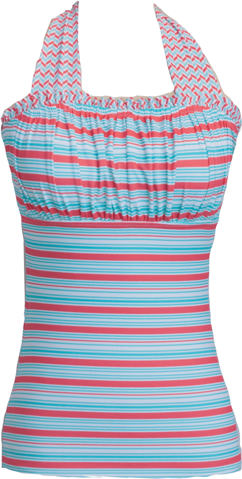 903 WT AQSC front 202 20Ruched 20Square 20Halter 20Aqua 20Stripe 20Chevron